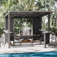thumbnail image 2 of ALAULM 10' X 10' Outdoor Hardtop Grill Gazebo, Steel BBQ Gazebo with Multi-Tier Shelves Permanent & Independent Countertop for Patio Backyard Lawn Garden (Dark), 2 of 8