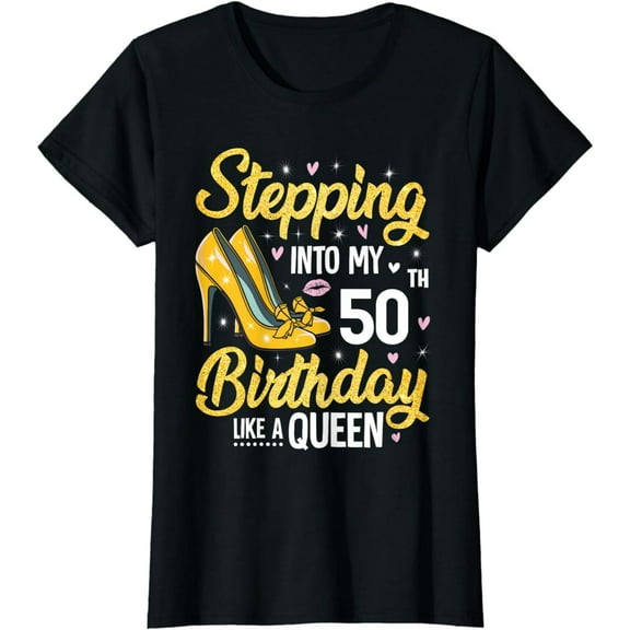 Stepping Into My 50th Birthday Shirt Women 50 Year Old Bday T-Shirt