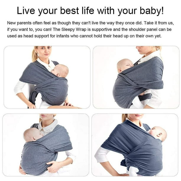 Écharpe de portage pour bébé mains libres, tissu extensible doux