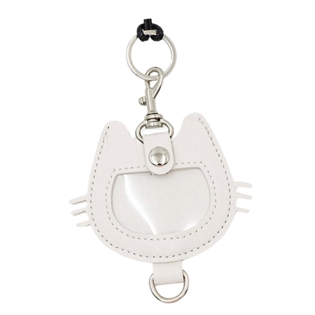 lionlar Pet Hair Storage Keychain Commemorative Pet Memorial Gift PU Leather Keyring White