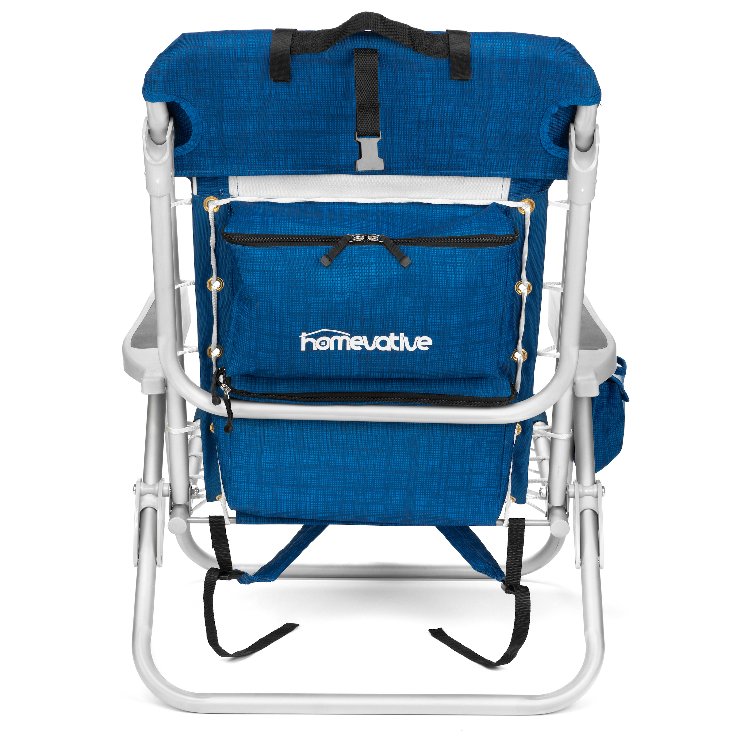 Homevative Folding Backpack Beach Chair with 5 Positions, Towel Bar, Blue - image 2 of 5