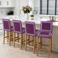 thumbnail image 3 of Dark Purple Geometric Bar Stool Cover Set of 4, White Greek Key Design Burlap Modern Art Stretch Bar Chair Cover, Removable Washable Pub Counter Stool Chair Slipcover for Kitchen Dining Room Pub Cafe, 3 of 9