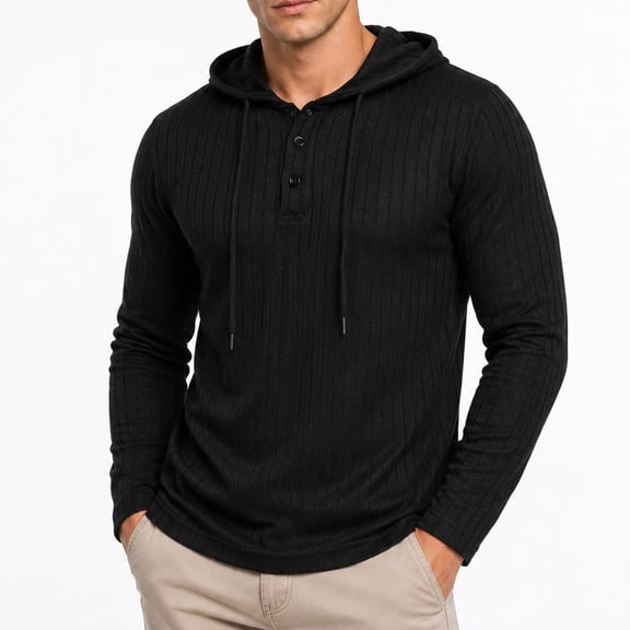 AZoiNM Men's Urban Fashion Hoodie, Casual Button-Down Sweatshirt, Lightweight Long Sleeve Hooded Pullover for All Seasons