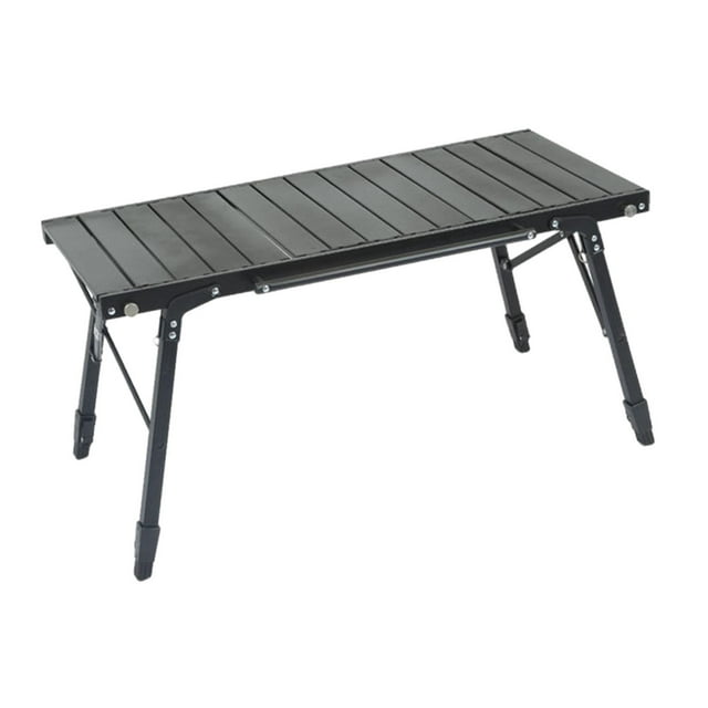 S SERENABLE Table Pliante Extérieure Hauteur Réglable Table de Camping pour BBQ Jardin Voyage Noir 96x46x63cm