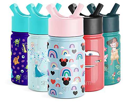 Simple Modern Disney Water Bottle for Kids Reusable Cup with Straw Sippy Lid Insulated Stainless Steel Thermos Tumbler for Toddlers Girls Boys Cream Mickey Mouse Floral 10oz Discontinued 