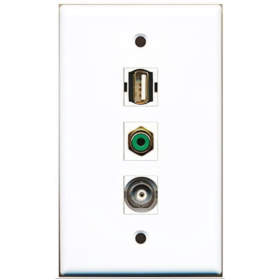 RiteAV - 1 Port RCA Green and 1 Port USB A-A and 1 Port BNC Wall Plate
