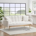 thumbnail image 3 of 69" Convertible Sofa Bed with 2 Throw Pillows, 2 in 1 Loveseat Sleeper Sofa with Adjustable Backrest and Metal Legs for Living Room Apartment, 3 of 7