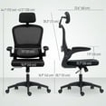 thumbnail image 3 of HOMCOM Ergonomic Office Chair, Desk Chair with Lumbar Support, Black, 3 of 10