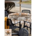 thumbnail image 4 of Brown Easter Outdoor Tablecloth - 60x60 Inch Square Dining Table Cover, Spring Watercolor Bunny Plaid Checkered Waterproof Outdoor Table Cloth with Umbrella Hole & Zipper for Picnic/Patio/Party, 4 of 7
