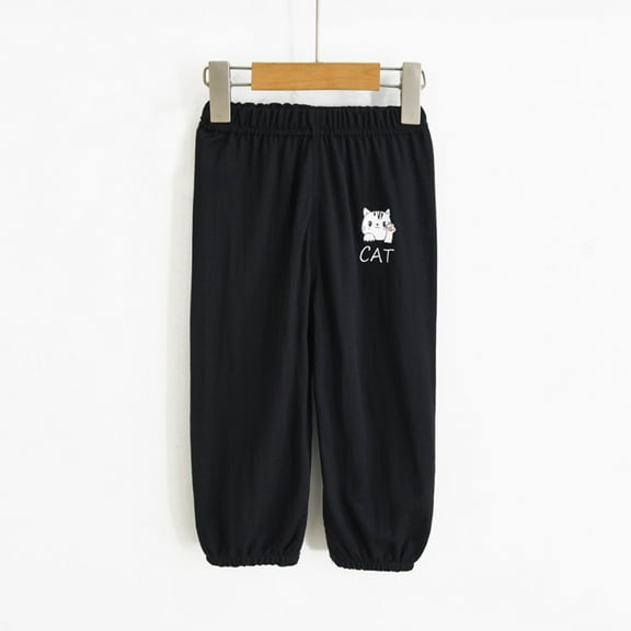 piuwrlz Kid and Toddler Boy Jogger Pant Printed Anti-Mosquito Cotton Children's Pants Black Size 5-6 Years