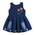 thumbnail image 1 of 2023 niños primavera otoño nuevo vestido de bebé ropa de niñas Denim Top empalme malla princesa vestido de fiesta niños vestidos de manga larga 2T (etiqueta 100) Gao Jinjia LED, 1 of 2