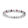 thumbnail image 1 of Bague en Argent Sterling Stackable Expressions Rhod. Grenat & Diamant Taille 10, 1 of 3