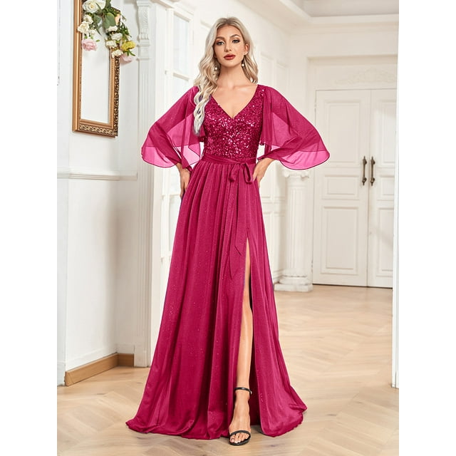 Robe de Mariage Robes d'Invitée de Mariage pour Femmes Vêtements pour Femmes Manches à Volants Robe Multicolore Robe de Fête Robe de Soirée