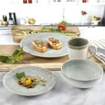 thumbnail image 4 of Gibson Elite Kashmir Round Reactive Glaze Stoneware Dinnerware Set, Service for 4 (16pcs), White, Dishwasher Safe, 4 of 6