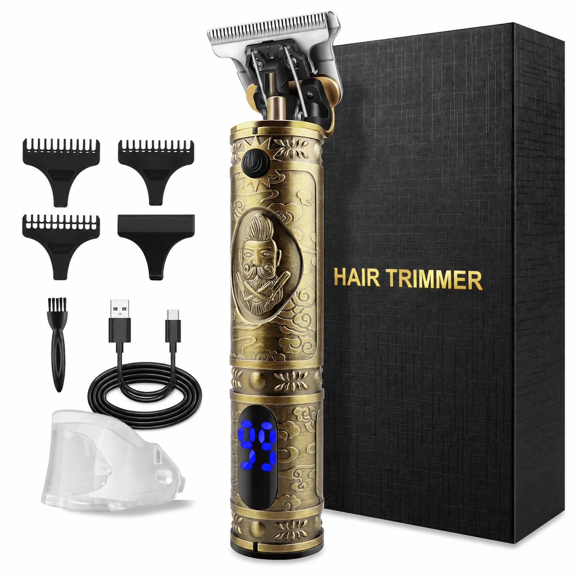 RNKR Cordless Hair Clipper for Men, T-Blade Trimmer w/ 3 Combs, 180min Runtime, USB Fast Charge, Low Noise - Bronze