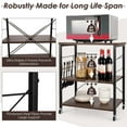 thumbnail image 6 of Costway 3-Tier Kitchen Baker's Rack Microwave Oven Storage Cart w/ Hook Charcoal, 6 of 10