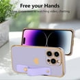 thumbnail image 5 of Designed for iPhone 14 Pro Case with Strap Stand Love Hearts Design for Women Girl, Plating with Wristband Kickstand Camera Lens Protection Bumper for iPhone 14 Pro 6.1"-Purple, 5 of 6
