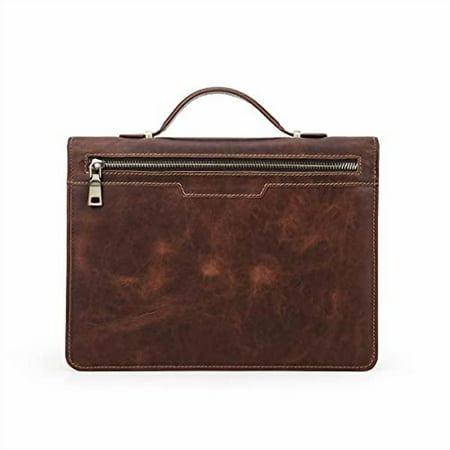 Hiram Business Leather Travel Portfolio, Vintage - Leather Portfolio for iPad Air Gen 4 10.9" Tablet Protector for Writing Pad Zippered Journal Holder