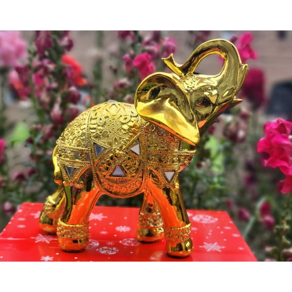 Feng Shui 8"  Elephant Trunk Statue Wealth Lucky Figurine Gift & Home Decor Housewarming Gifts Set