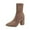 Khaki, variant on QQAMB Suede Ankle Boot for Women Plain Side Zipper Trendy Boots Pointed Toe Thick Heel Shoe Winter Fall Elegant Booties