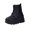 Black, variant on White Womens Winter Comfort Boots Round Toe Wedge Heel Lace Up Pu Leather Versatile Ankle Warm Shoes