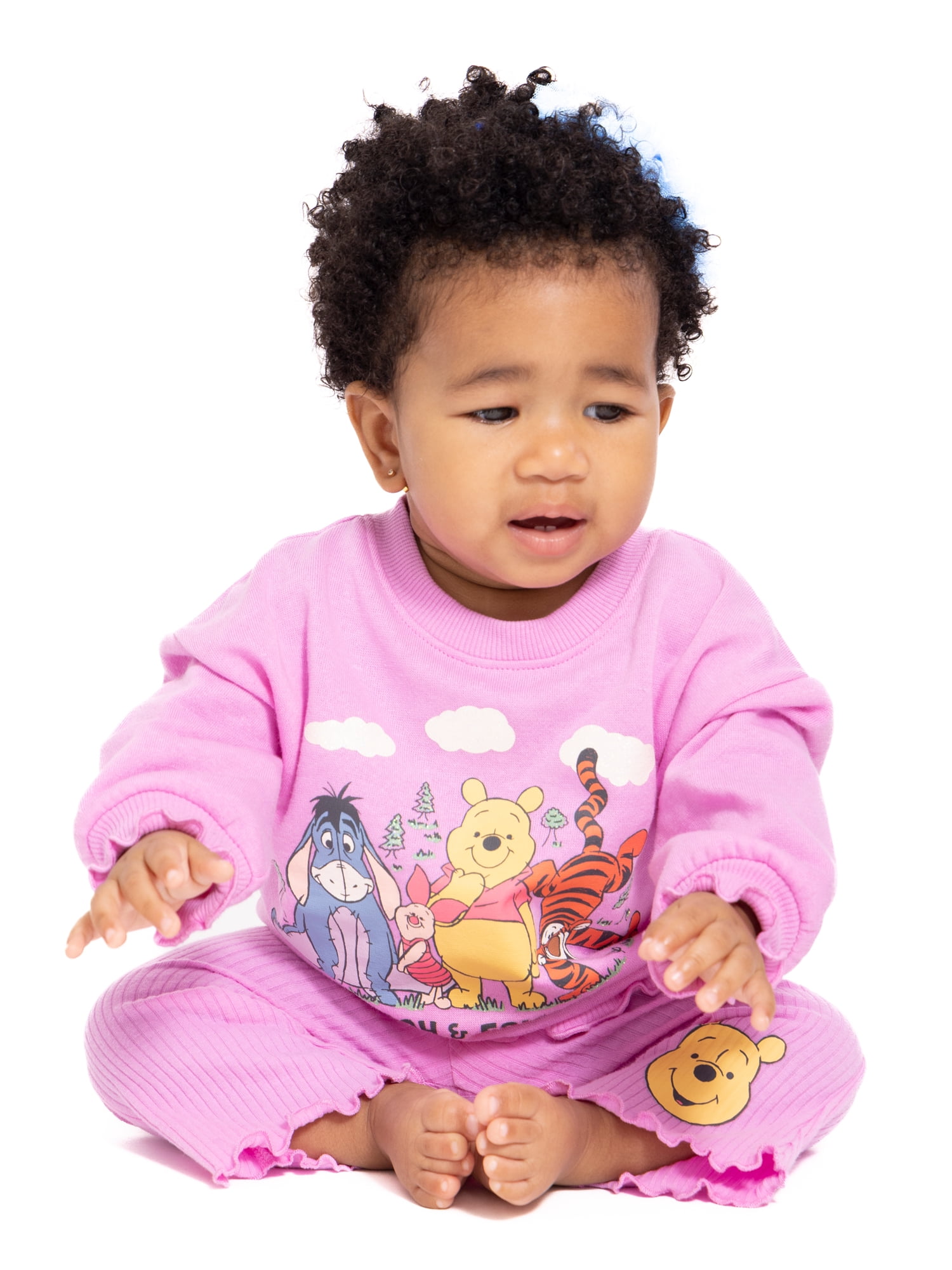 Winnie the Pooh Baby Girls Graphic Sweatshirt and Flared Leggings, 2-Piece, Sizes 0M-24M