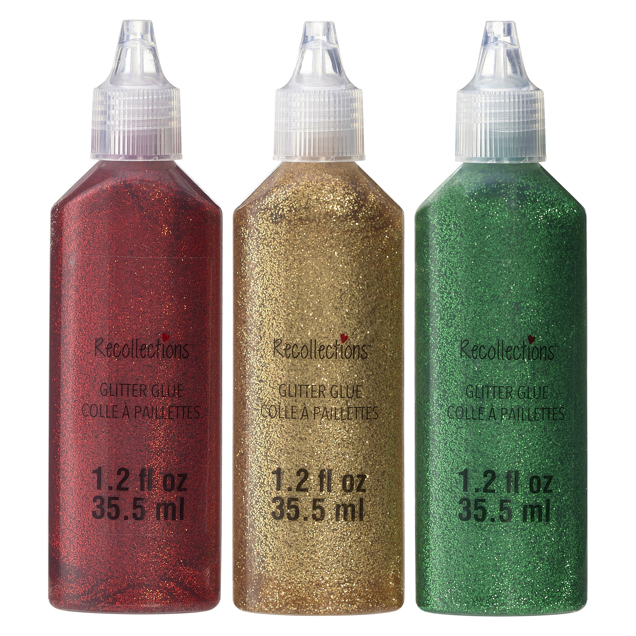 Holiday Glitter Glue by Recollections – Assorted Color Acid-Free Glitter Glue with Fine Tip for Crafts & Paper Projects - 1.2 fl. oz. Bottles - 12 Pack