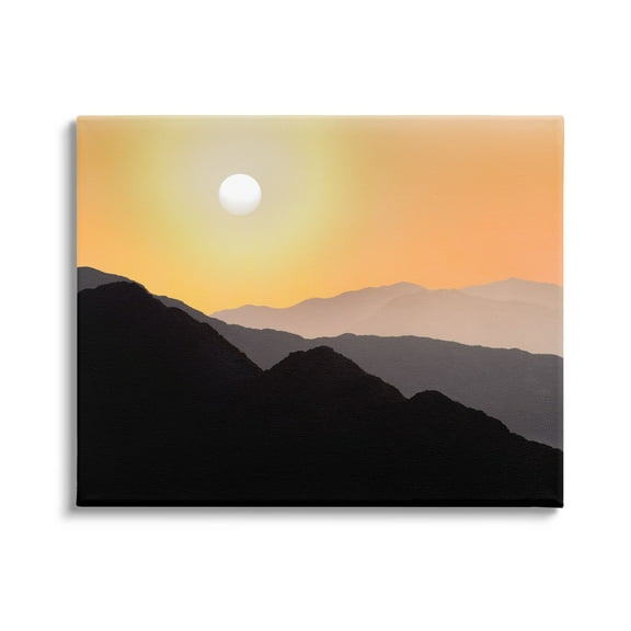 Stupell Industries Orange Sky Mountain Silhouettes Landscape Photography Gallery Wrapped Canvas Print Wall Art