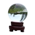 thumbnail image 2 of Bola de cristal transparente con soporte de madera, artesanías artísticas, bola decorativa de escritorio para sala de estar 120 mm, 2 of 9