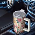 thumbnail image 6 of OBREWU Dogs with Flowers Tumbler with Handle and Lid,Dogs with Flowers 40oz Double Wall Vacuum Insulated Tumbler,Cups Gift for Women and Men, 6 of 7