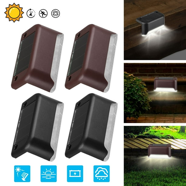 Solar Deck Lights Stair Light 4pcs Step Outdoor Waterproof Led Stairs Fence Lamp For Patio Garden Pathway And Fences Auto On Off White Warm Com Solar Deck Lights Stair Light 4pcs, Solar Stair Lights Outdoor