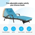 thumbnail image 4 of 76'' Ergonomic Reclining Chaise Lounge Set of 2, Weather-Resistant Wicker Outdoor Lounge Chairs with Adjustable Backrest & Cushions, Patio Pool Sunbathing Chairs, Light Blue, 4 of 9