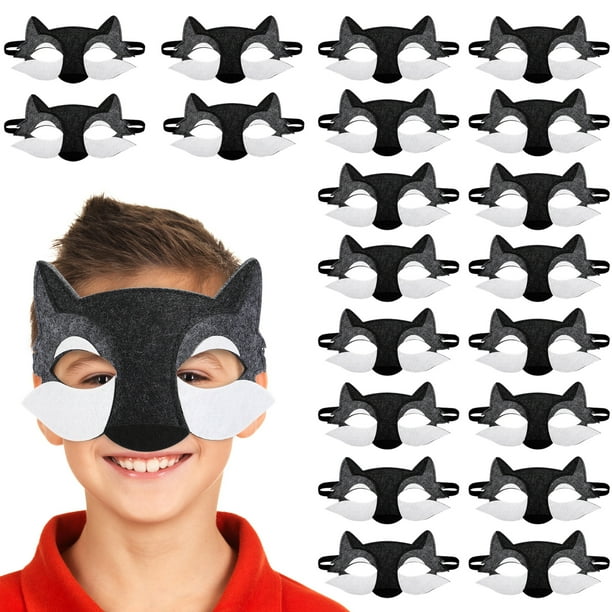 Mascaras de lobo de cosplay de 20pcs máscaras de mascaradas de Halloween máscaras de lobo de manteos para niños para niños