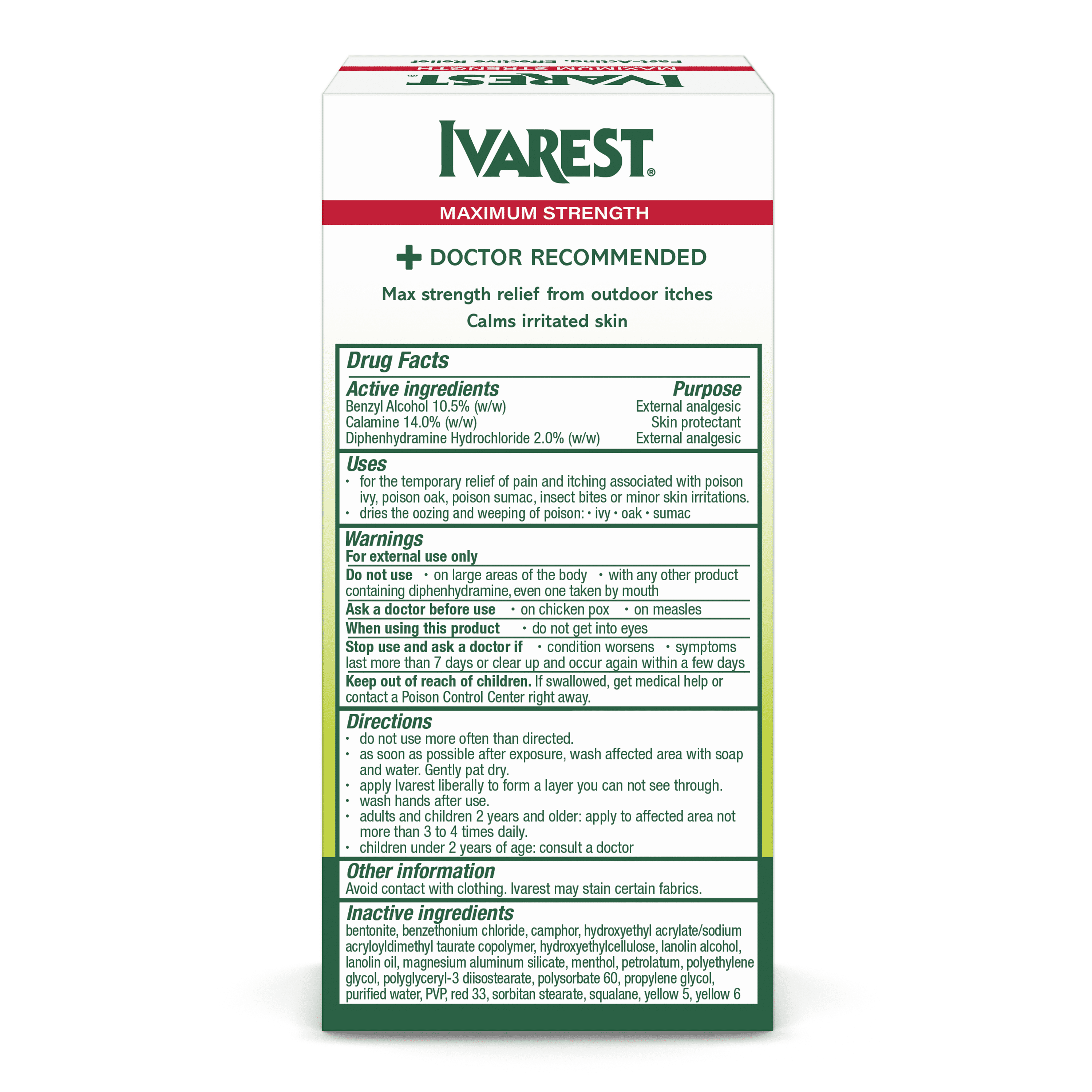 Ivarest Poison Ivy Medicated Cream, Max Strength Relief, Fast-Acting, Anti-Itch, 2oz Unscented