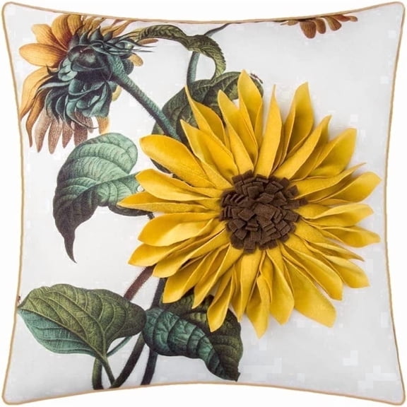 JWH 3D Decorative Sunflower Pillow Covers 18x18inch Handmade Floral Throw Pillow Covers for Room Decoration