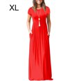 thumbnail image 3 of Guardurnaity Maxi vestido de manga corta con cuello y bolsillos plisados ​​para mujer Vestidos Rojo SG Guardurnaity AP002044-14, 3 of 6