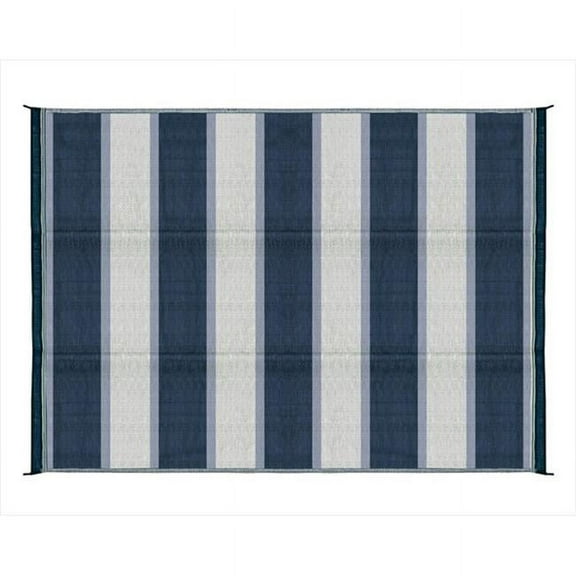 42871 6 x 9 Ft. Reversible Outdoor Mat-Blue Stripe