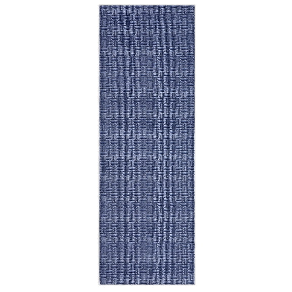 Washable Area Rug 2x6ft Modern Distressed Low Pile Soft Non Slip Collapsible Farmhouse Runner for Living Room Bedroom Nursery Office Blue Tint