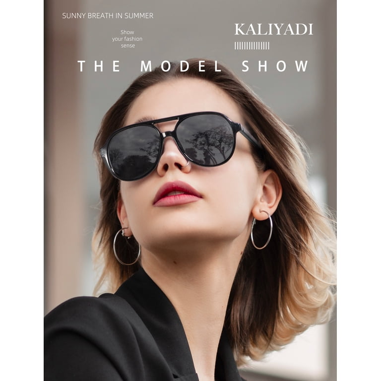 KALIYADI Aviator Sunglasses for Women,Retro Square Sun  display picture 3