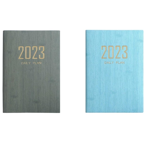 2 piezas diario A5 Zulema Plan diario 2023 Gestión del tiempo Cuaderno académico de negocios Verde negruzco Azul claro
