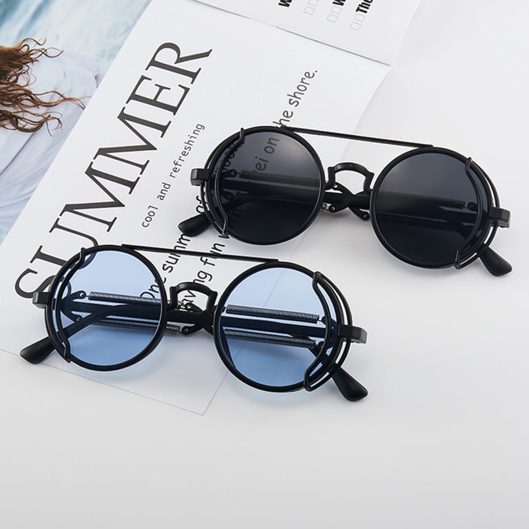 Steampunk Round Polarized Sunglasses Round Sunglasses Gold Vintage Retro Unisex Steampunk Goth  main image 2