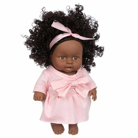 

ESULOMP Christmas Gifts for Kids Black African Black Baby Cute Curly Black 8-Inch Vinyl Baby Toy