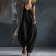 thumbnail image 2 of biudgviw Women's Casual Loose Overalls Jumpsuits Pleated Sleeveless Tanks Baggy Long Pants Rompers with Multi Pockets for Beach Travel, 2 of 7