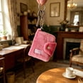 thumbnail image 4 of ZZkhGO Compact Snap Button Keychain Wallet, Solid Color Mini Purse with Ring, Portable Earbud Bag Card Holder for Student Daily Casual Outing Travel, Hot Pink, 4 of 6
