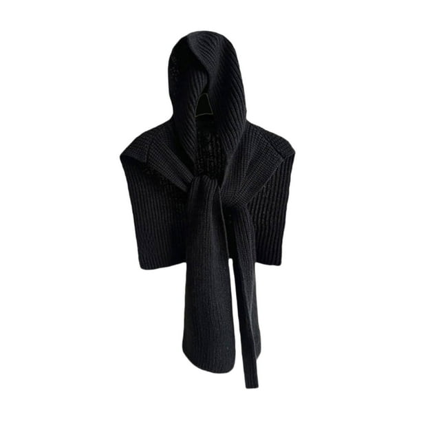 Bufanda con capucha para la cabeza, cuello, orejas, cómoda, para mujeres y hombres Negro