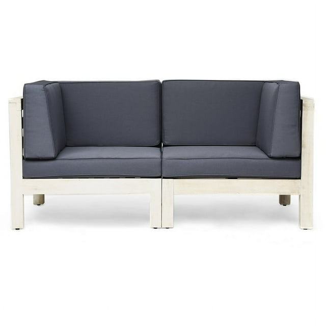 Noble House Brava Causeuse Modulaire Extérieure avec Coussins Vieillis/gris Foncé