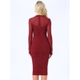 thumbnail image 3 of DARING DIVA Mesh Ruch Elegant Cocktail Bodycon Dress L Dark Red, 3 of 6