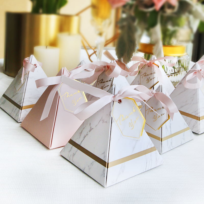 Triangular Pyramid Candy Box Wedding Favors Party Supplies Paper Gift Boxes 