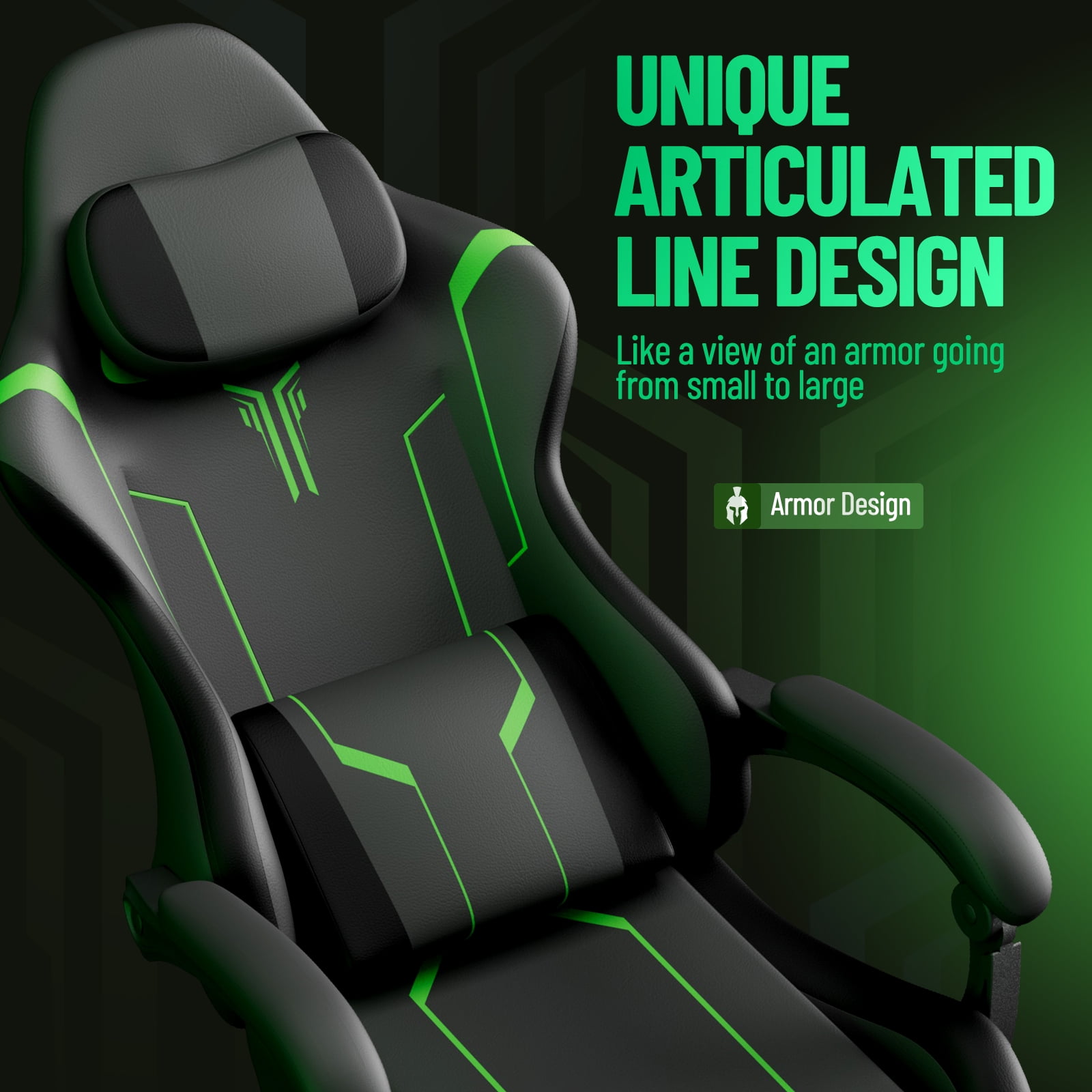 Luxvie Gaming Chair with Footrest High Back Ergonomic Gamer Chair with Headrest and Massage Lumbar Cushion Racing Reclining Video Game Chair for Adults, Black