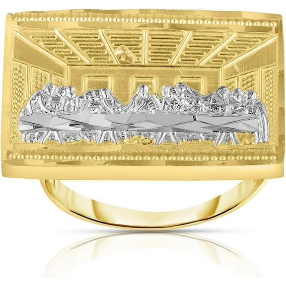 Floreo 10k Yellow Gold and White Gold Last Supper Square Ring
